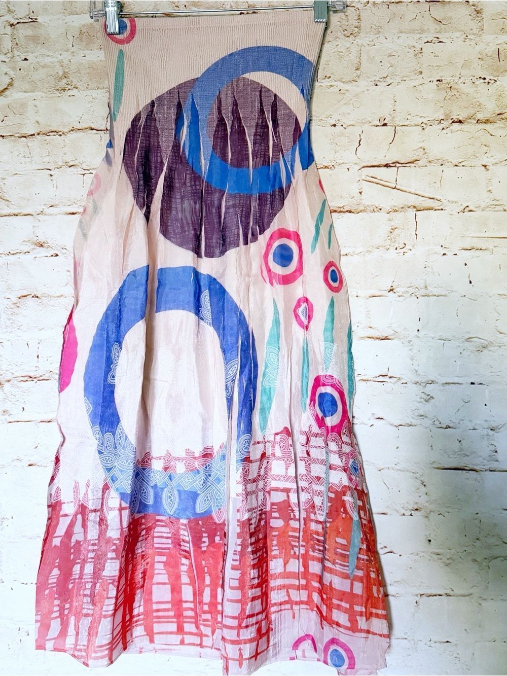Lapis smocked strapless dress